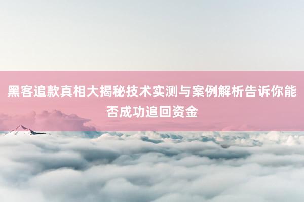 黑客追款真相大揭秘技术实测与案例解析告诉你能否成功追回资金