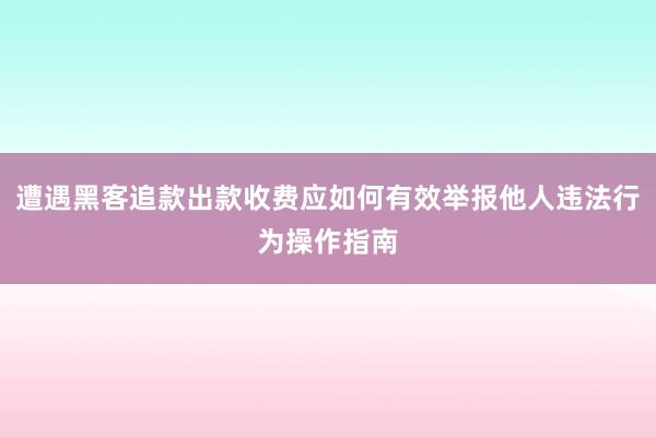 遭遇黑客追款出款收费应如何有效举报他人违法行为操作指南
