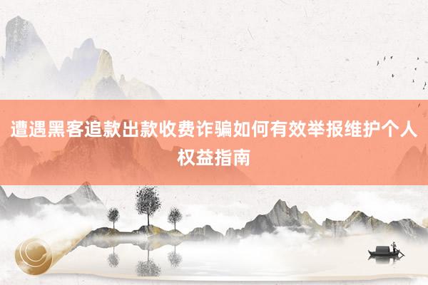 遭遇黑客追款出款收费诈骗如何有效举报维护个人权益指南